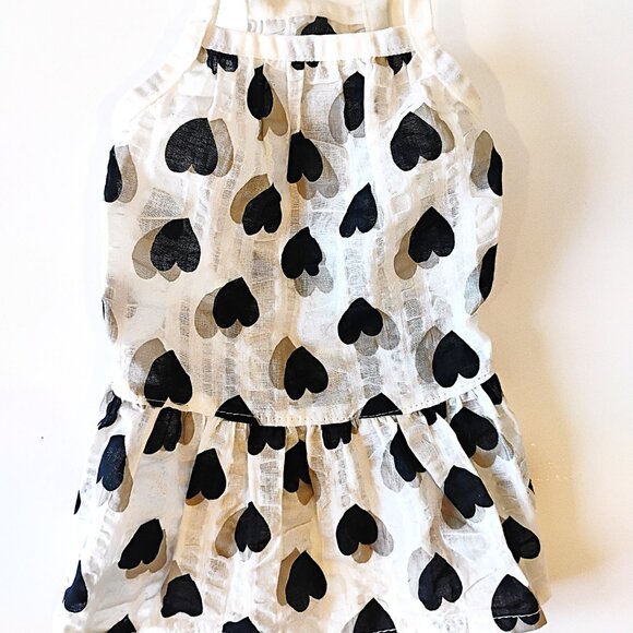 Black, White and Beige Dog Dress with Hearts, Size Small - Picture 6 of 6